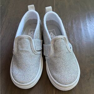Vans Kids Silver Glitter Slip-On Sneakers New without Tags